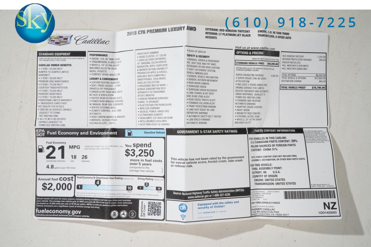 2018 Cadillac CT6 AWD Premium Luxury AWD w/Super Cruise West Chester PA