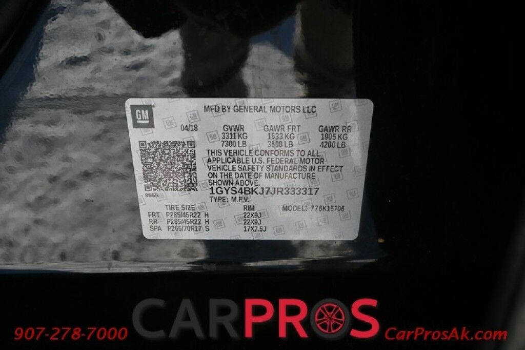 2018 Cadillac Escalade Luxury - 6.2L V8 - 4X4 - Heated & Cooled Leather Seats - 2nd Row Heated Seats - Heated Steering Wheel - 3rd Row - Seats 7 - Remote Start - Bose Sound System - HUD - NAV - Bluetooth - 360 Backup Camera - Sunroof - Tow Pkg Anchorage AK