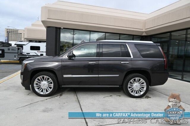 2018 Cadillac Escalade Platinum / 4X4 / Auto Start / Heated & Cooled Seats / Heated Steering / NAV / Bose Speakers / Sunroof / Adaptive Cruise / Lane Depart & Blind Spot / Apple CarPlay & Android Auto / HUD / 3rd Row / Seats 7 / Tow Pkg Anchorage AK
