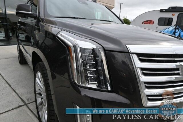 2018 Cadillac Escalade Platinum / 4X4 / Auto Start / Heated & Cooled Seats / Heated Steering / NAV / Bose Speakers / Sunroof / Adaptive Cruise / Lane Depart & Blind Spot / Apple CarPlay & Android Auto / HUD / 3rd Row / Seats 7 / Tow Pkg Anchorage AK