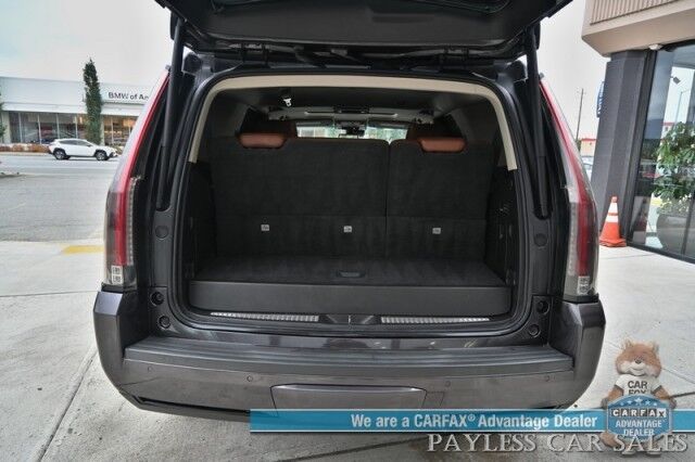 2018 Cadillac Escalade Premium Luxury / 4X4 / Auto Start / Heated & Cooled Leather Seats / Heated Steering / Sunroof / Navigation / Bose Speakers / Rear DVD / 360 Cam / HUD / Lane Depart & Blind Spot Alert / 3rd Row / Seats 7 / Tow Pkg Anchorage AK