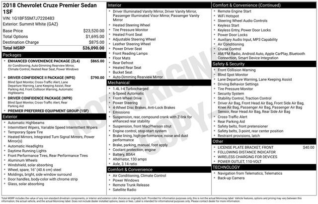 2018 Chevrolet Cruze Premier Raleigh NC