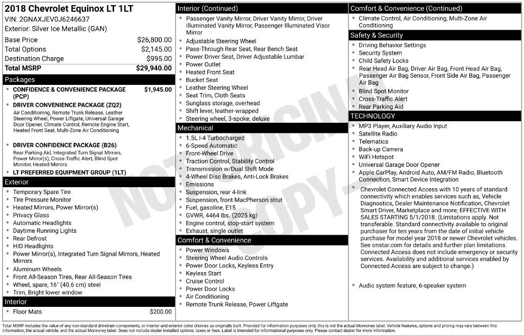 2018 Chevrolet Equinox LT OR
