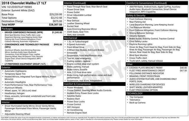 2018 Chevrolet Malibu LT Raleigh NC