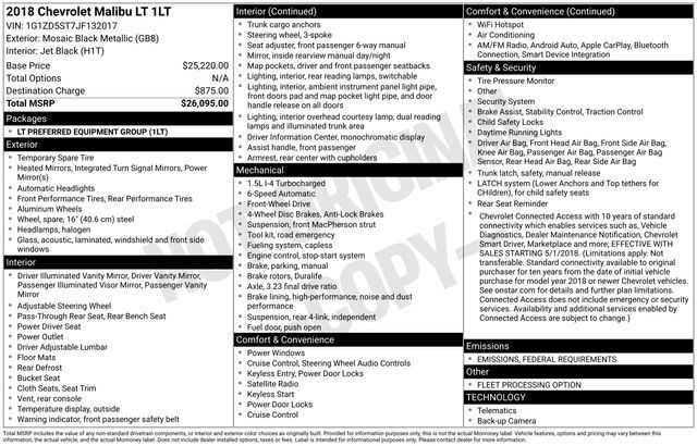 2018 Chevrolet Malibu LT Raleigh NC