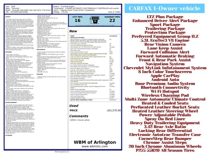 2018 Chevrolet Silverado 1500 LTZ Crew Cab 4WD