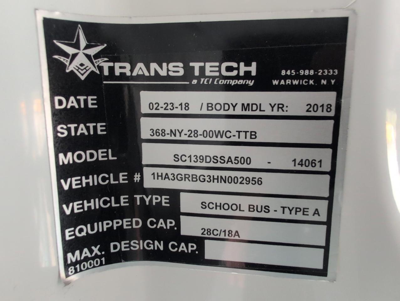 2018 Chevrolet TRANS TECH EXPRESS G3500 Johnstown NY