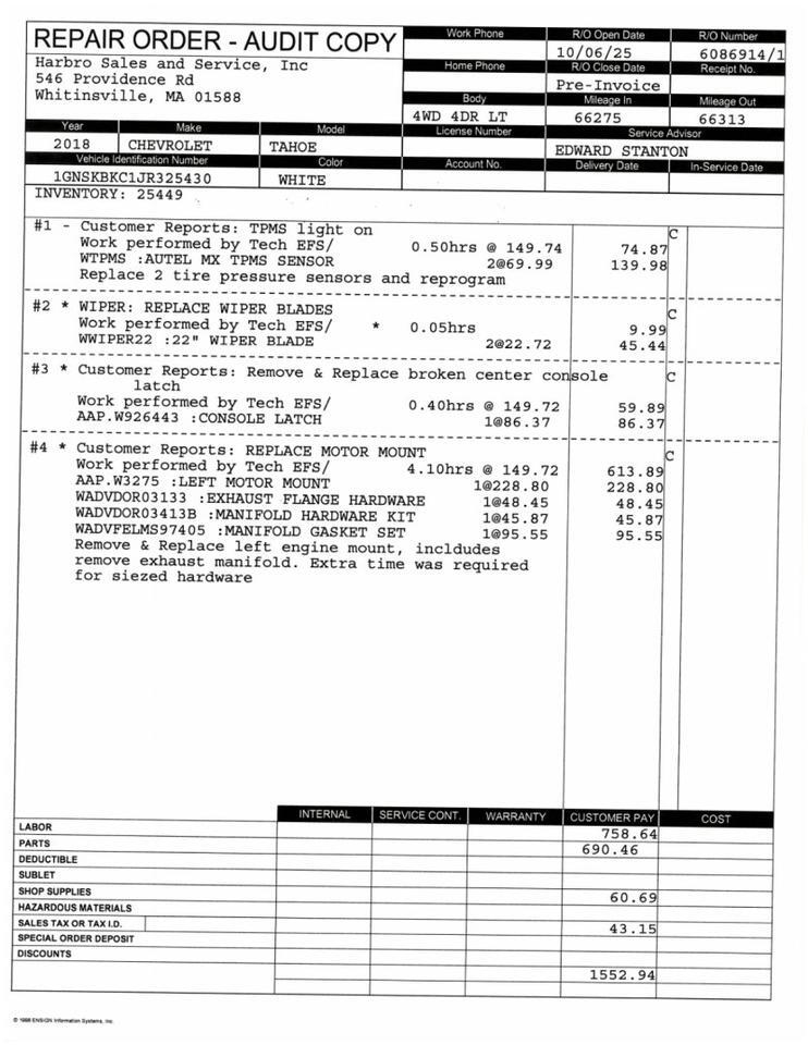 2018 Chevrolet Tahoe LT - SUPER CLEAN - ZERO RUST - EXTRA SHARP Whitinsville MA