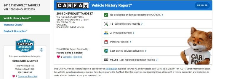 2018 Chevrolet Tahoe LT - VERY WELL MAINTAINED - ZERO RUST Whitinsville MA
