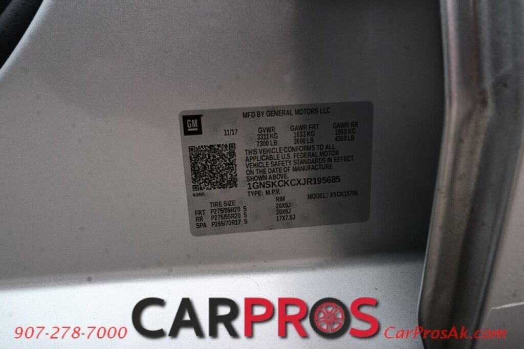 2018 Chevrolet Tahoe Premier - 5.3L V8 - Automatic - 4X4 - Front Leather Heated & Cooled Seats - Heated 2nd Row - Navigation - Backup Camera - 3rd Row Seats 7 - Tow Package Anchorage AK