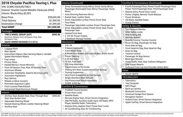 2018 Chrysler Pacifica Touring L Plus Raleigh NC