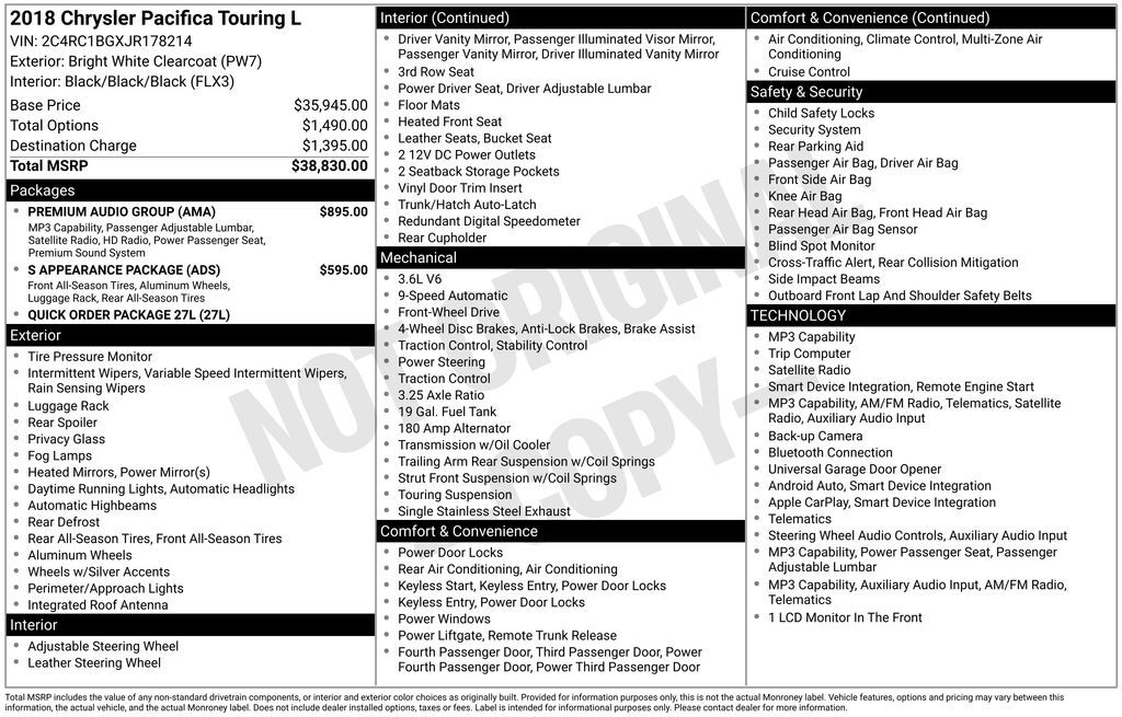 2018 Chrysler Pacifica Touring L Tucson AZ