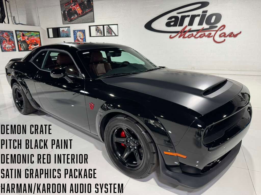 2018 Dodge Challenger SRT Demon Demon Crate, Pitch Black paint, Demonic Red interior,harman/kardon audio system AND MORE!!