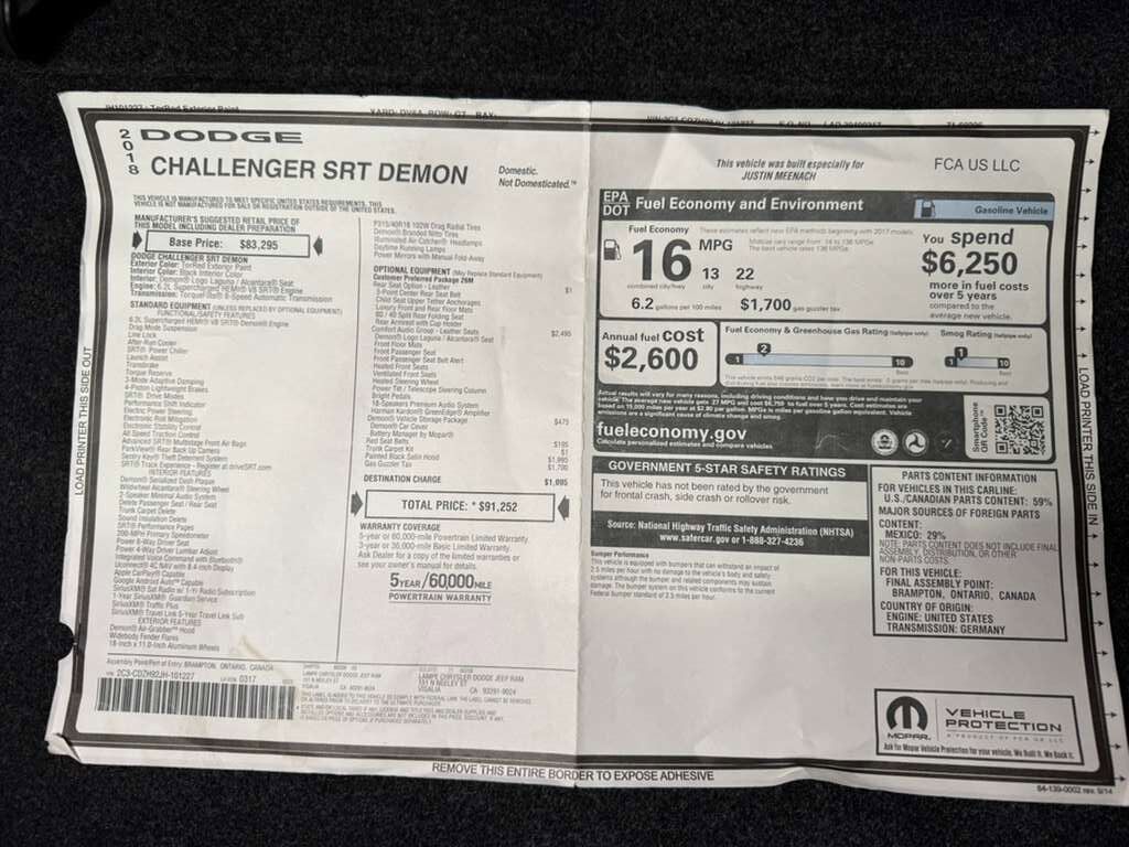 2018 Dodge Challenger SRT Demon Fort Lauderdale FL