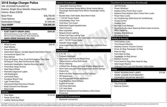 2018 Dodge Charger Police Raleigh NC