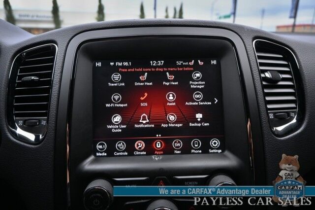 2018 Dodge Durango GT / AWD / Blacktop Pkg / Premium & Tech Group / Auto Start / Front & Rear Heated Leather Seats / Heated Steering / Sunroof / NAV / Beats Audio / Adaptive Cruise & Blind Spot / 3rd Row / Seats 7 / Block Heater Anchorage AK