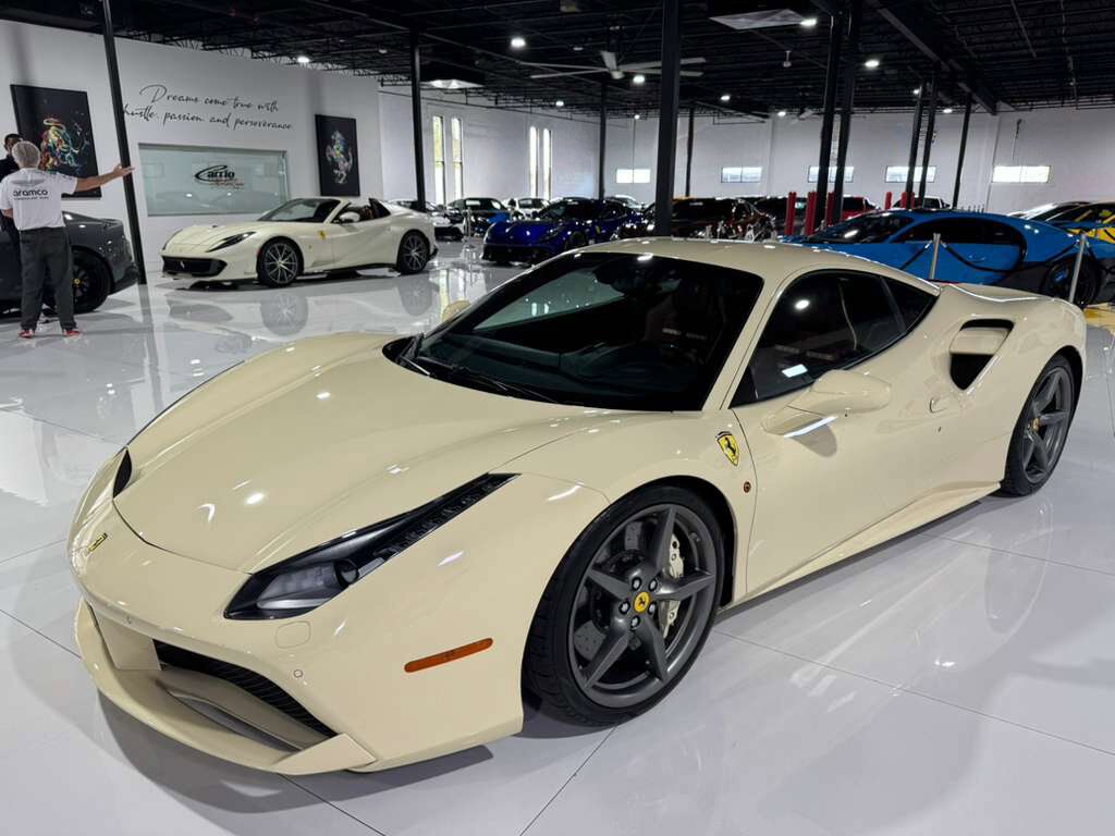 2018 Ferrari 488 GTB Avorio paint, Bordeaux interior, Daytona racing seats, JBL Professional audio AND MUCH MORE!! Fort Lauderdale FL