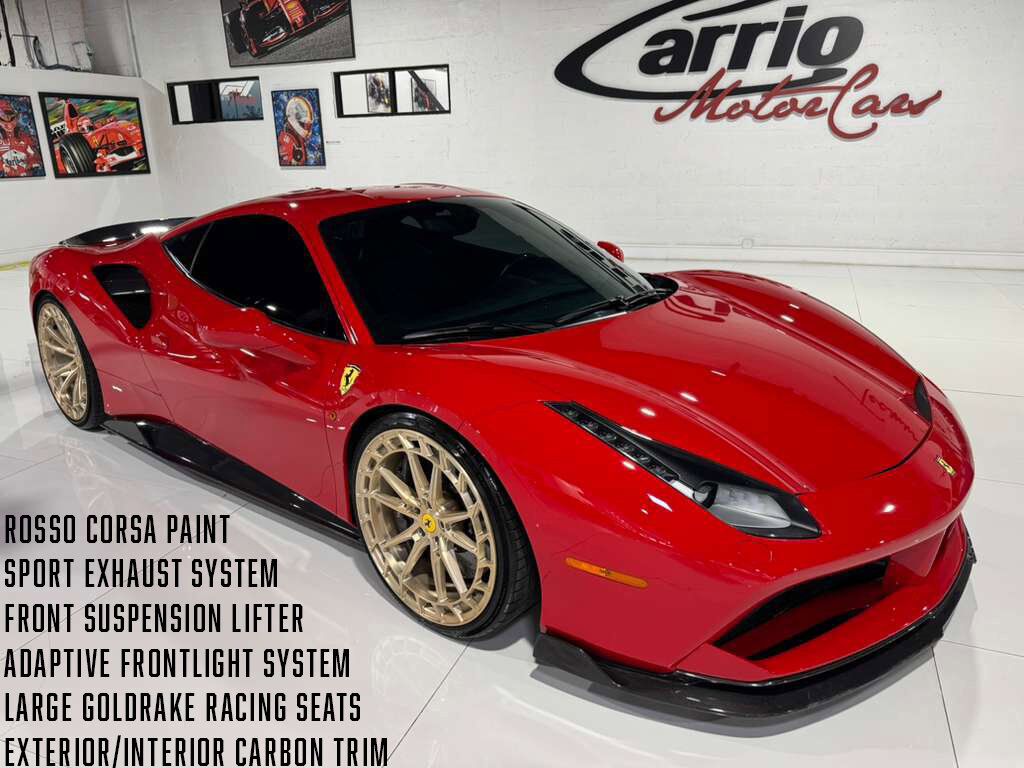 2018 Ferrari 488 GTB Rosso Corsa paint, front lifter, sport exhaust, Goldrake racing seats, carbon galore AND MORE!! Fort Lauderdale FL