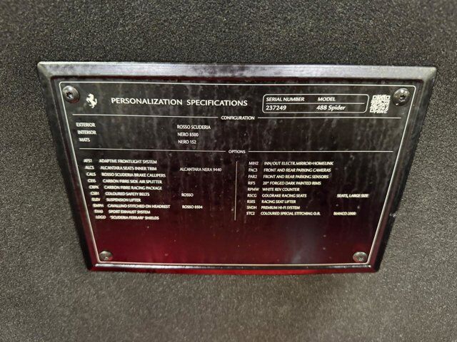 2018 Ferrari 488 Spider Rosso Scuderia paint/calipers, JBL Professional audio, Goldrake seats w/ lifter & MUCH MORE! Fort Lauderdale FL