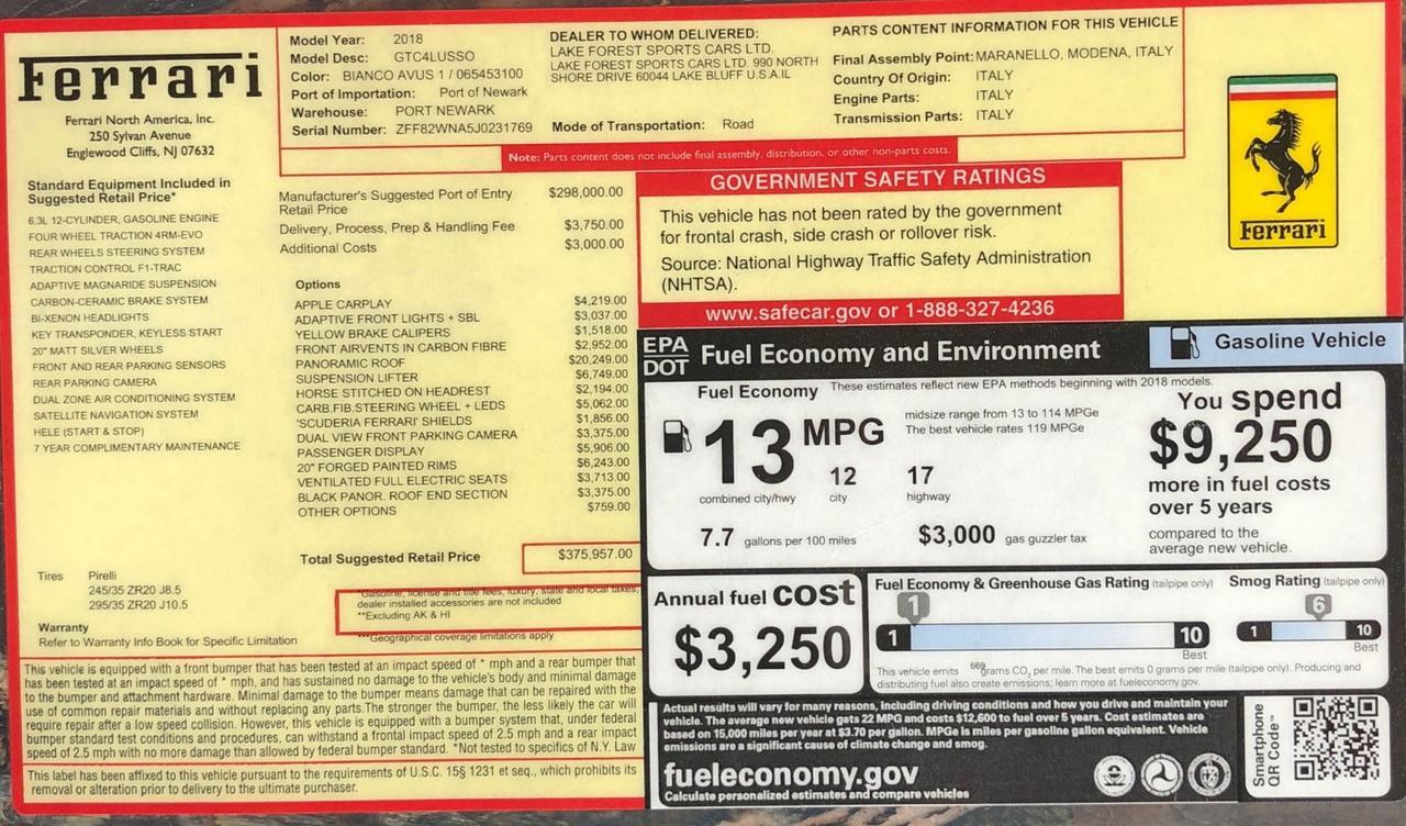 2018 Ferrari GTC4Lusso V12 Only 4k Miles 1-Owner Highly Optioned Scottsdale AZ