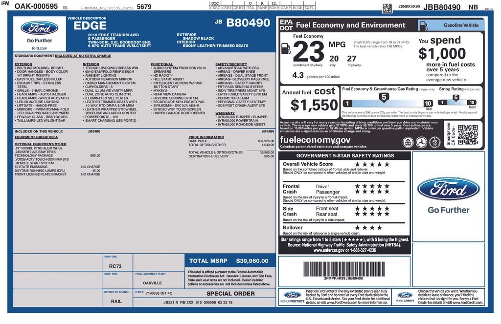 2018 Ford Edge Titanium OR