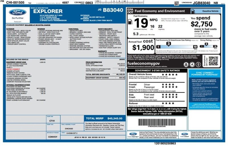 2018 Ford Explorer XLT - 1 OWNER - FROM NEW JERSEY - NO RUST Whitinsville MA