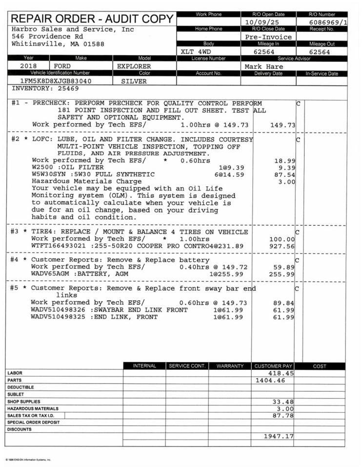 2018 Ford Explorer XLT - 1 OWNER - FROM NEW JERSEY - NO RUST Webster MA