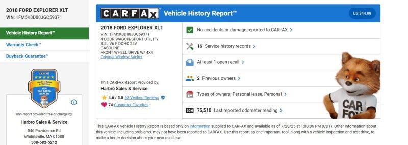 2018 Ford Explorer XLT - GREAT SERVICE HISTORY - LEATHER - SUNROOF - NAVIGATION Webster MA