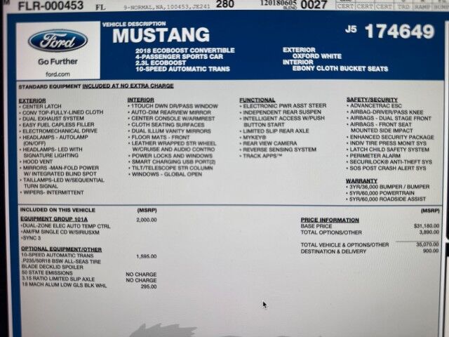 2018 Ford Mustang EcoBoost Conover NC