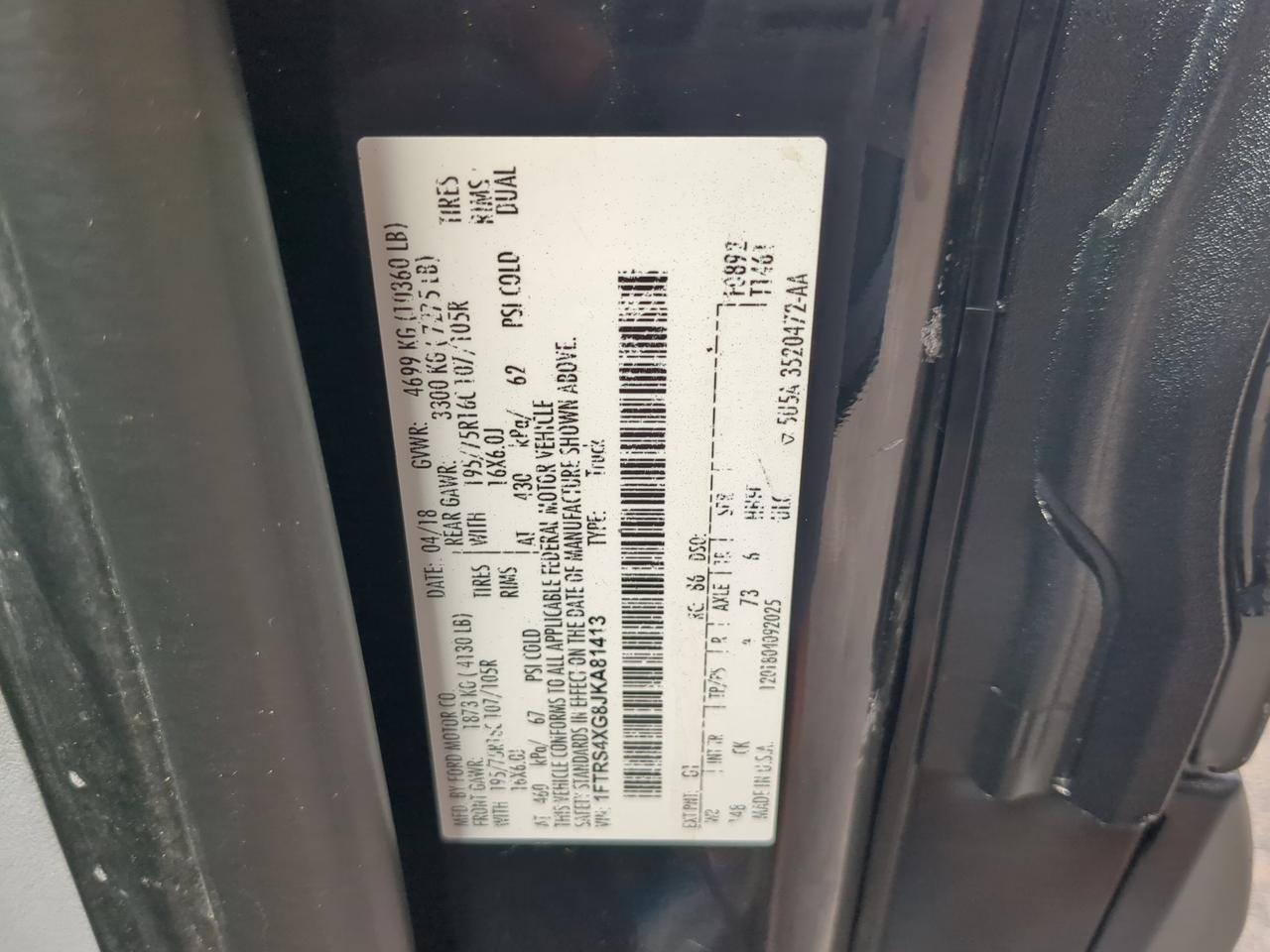 2018 Ford Transit Van Base w/Sliding Pass-Side Cargo Door & 10 Winder GA