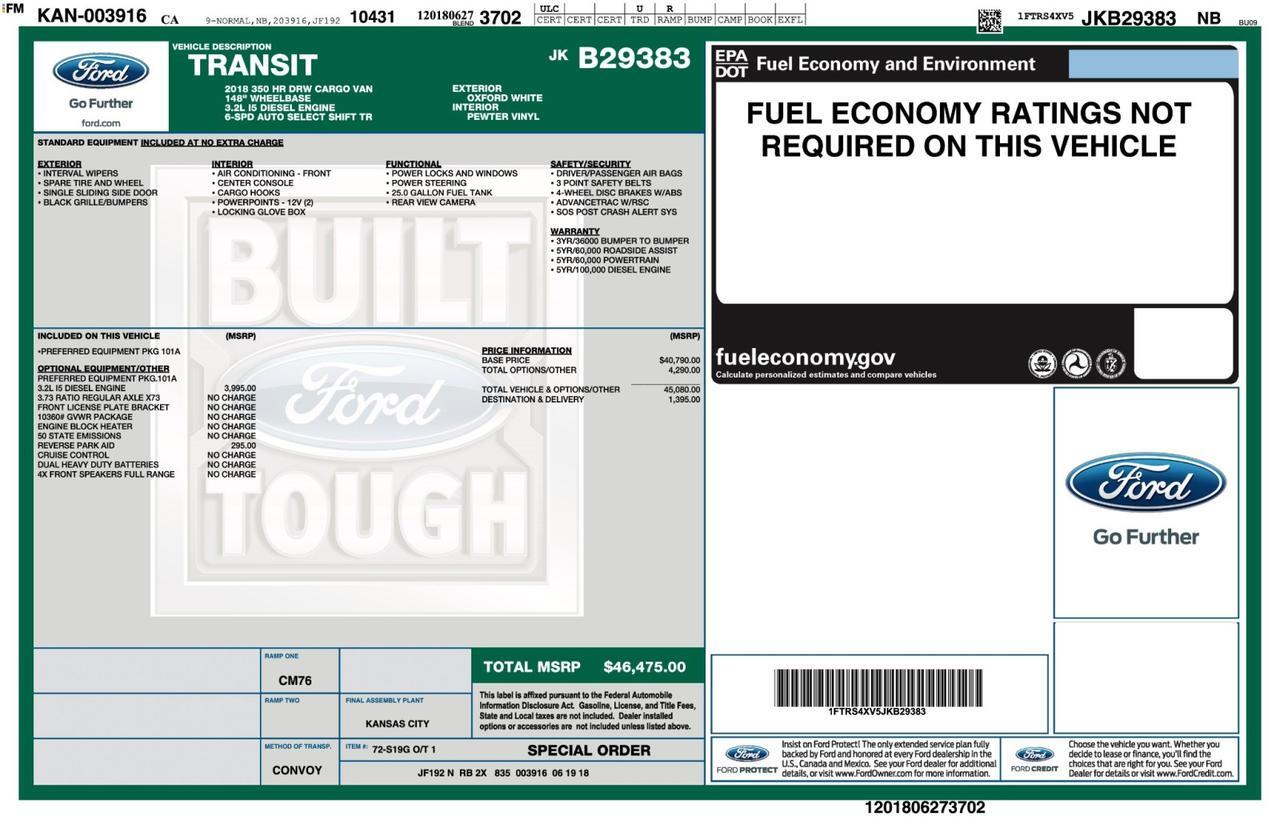 2018 Ford Transit Van T-350 HD 148 High Roof Tallmadge OH