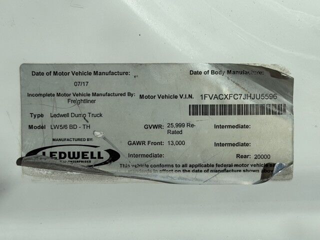 2018 Freightliner M2 106 10' 5/6 Yard Steel Dump Truck Homestead FL