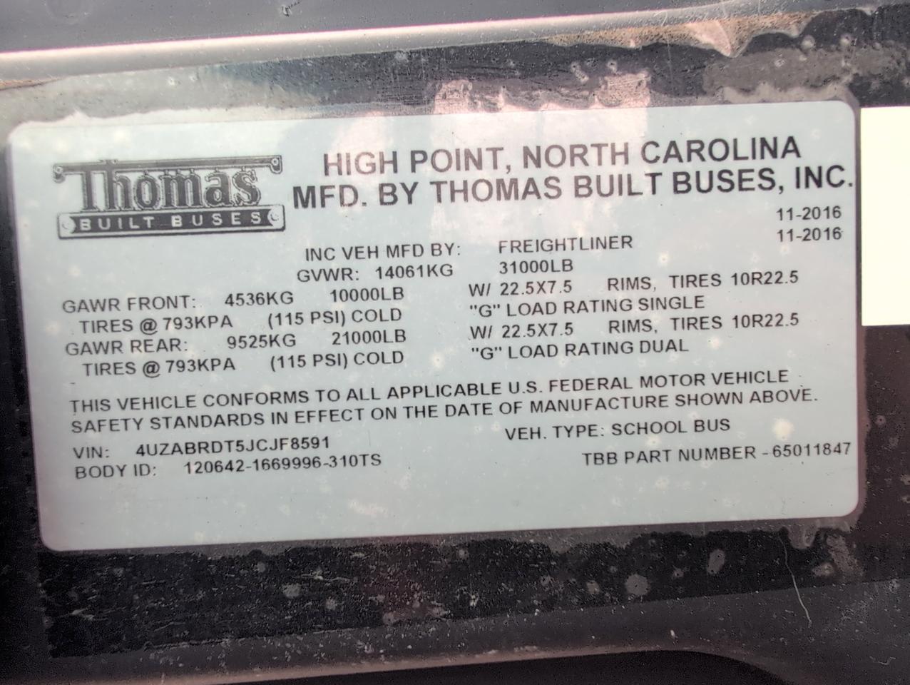 2018 Freightliner Thomas C2