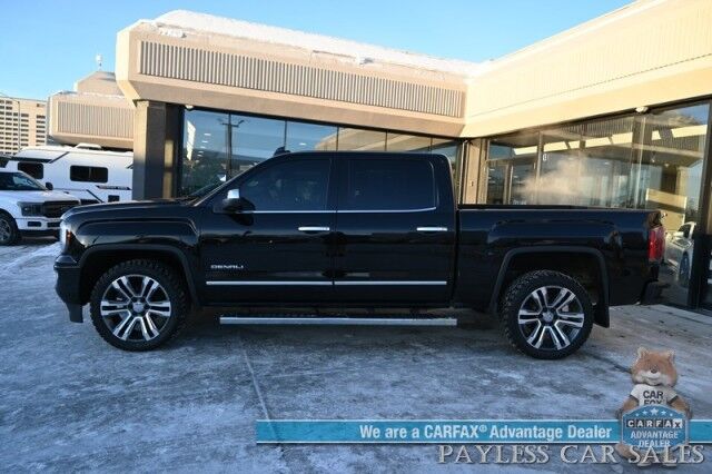 2018 GMC Sierra 1500 Denali / 4X4 / Crew Cab / 6.2L V8 / AutoStart / Heated & Cooled Leather Seats / Heated Steering Wheel / Sunroof / Navigation / Bose Speakers / Lane Departure & Forward Collision Alert / Bed Liner / Tow Pkg