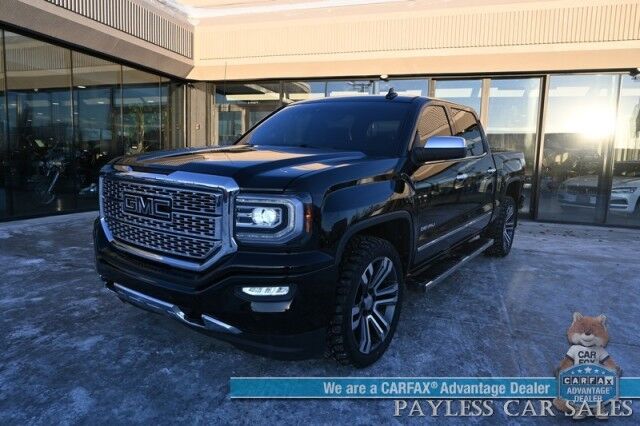 2018 GMC Sierra 1500 Denali / 4X4 / Crew Cab / 6.2L V8 / AutoStart / Heated & Cooled Leather Seats / Heated Steering Wheel / Sunroof / Navigation / Bose Speakers / Lane Departure & Forward Collision Alert / Bed Liner / Tow Pkg