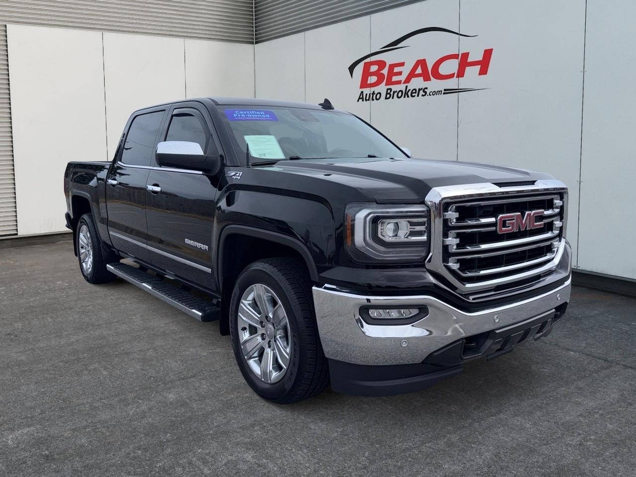 2018 GMC Sierra 1500 SLT, HEATED /VENTILATED SEATS, HEATED STEERING WHEEL, UNIVERSAL GARAGE DOOR OPENER, BLUETOOTH, POWER SLIDING REAR WINDOW, RUNNING BOARDS, POWER MIRRORS, TOW PACKAGE, REAR BUMPER STEP, BED LINER, TOW HOOKS, COME AND TEST DRIVE THIS GMC SIERRA TODAY!