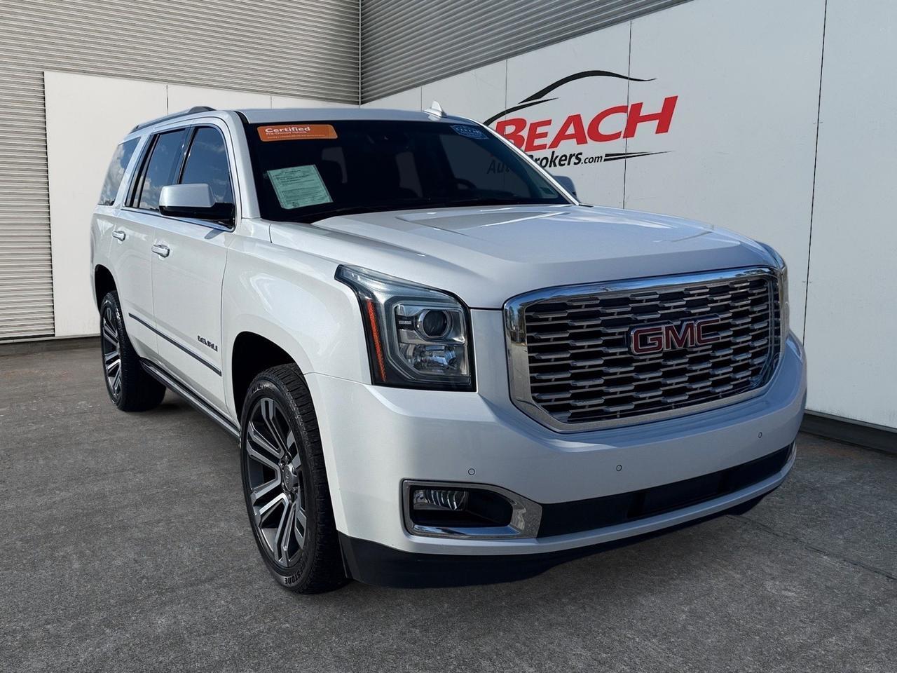 2018 GMC Yukon Denali, HEATED AND VENTILATED SEATS, HEATED 2ND ROW, UNIVERSAL GARAGE DOOR OPENER, WIFI, HEATED STEERING WHEEL, POWER FOLDING MIRRORS, 3RD ROW, BOSE SPEAKERS, POWER LIFTGATE, WIRELESS CHARGING PAD, LUGGAGE ROOF RACK, ONLY 1 OWNER, CLEAN CARFAX, LOW M