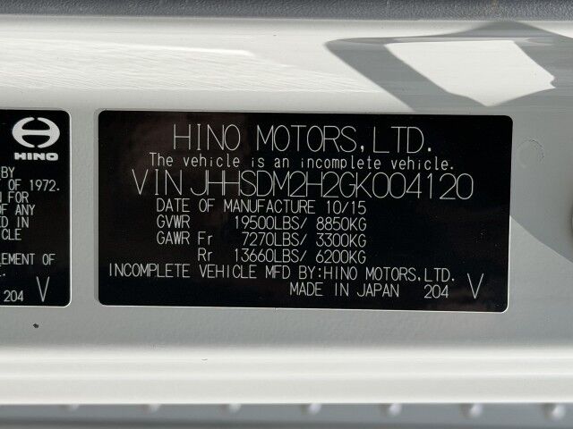 2018 Hino 195 16' Dry Box Truck Homestead FL