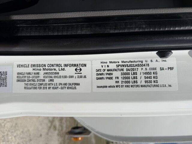 2018 Hino 338 2,000 Gal Steel Water Tank Truck Homestead FL