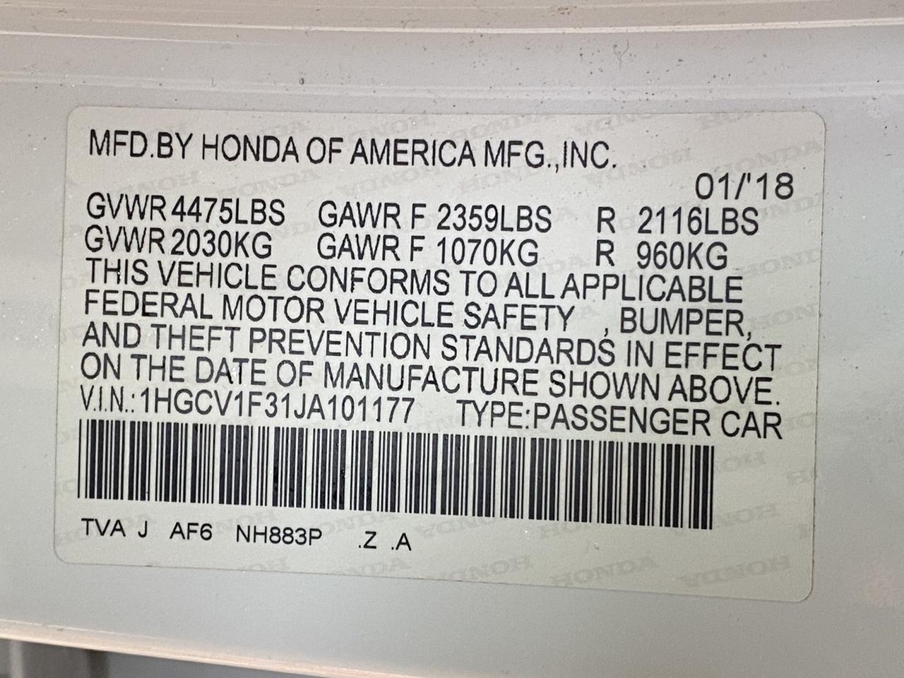 2018 Honda Accord Sedan Sport 1.5T Richmond Hill NY