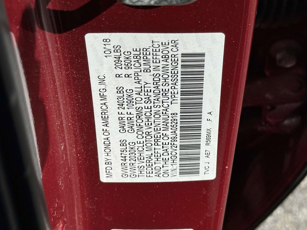 2018 Honda Accord Touring 2.0T Alexandria VA