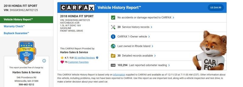 2018 Honda Fit Sport - 1 OWNER - WELL MAINTAINED Webster MA