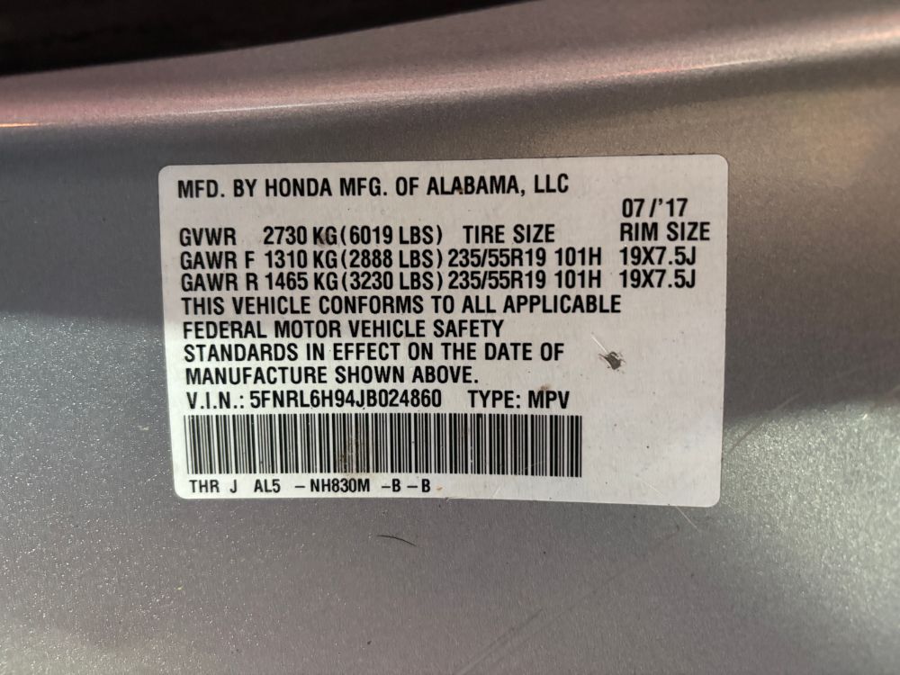 2018 Honda Odyssey Elite Franklin OH