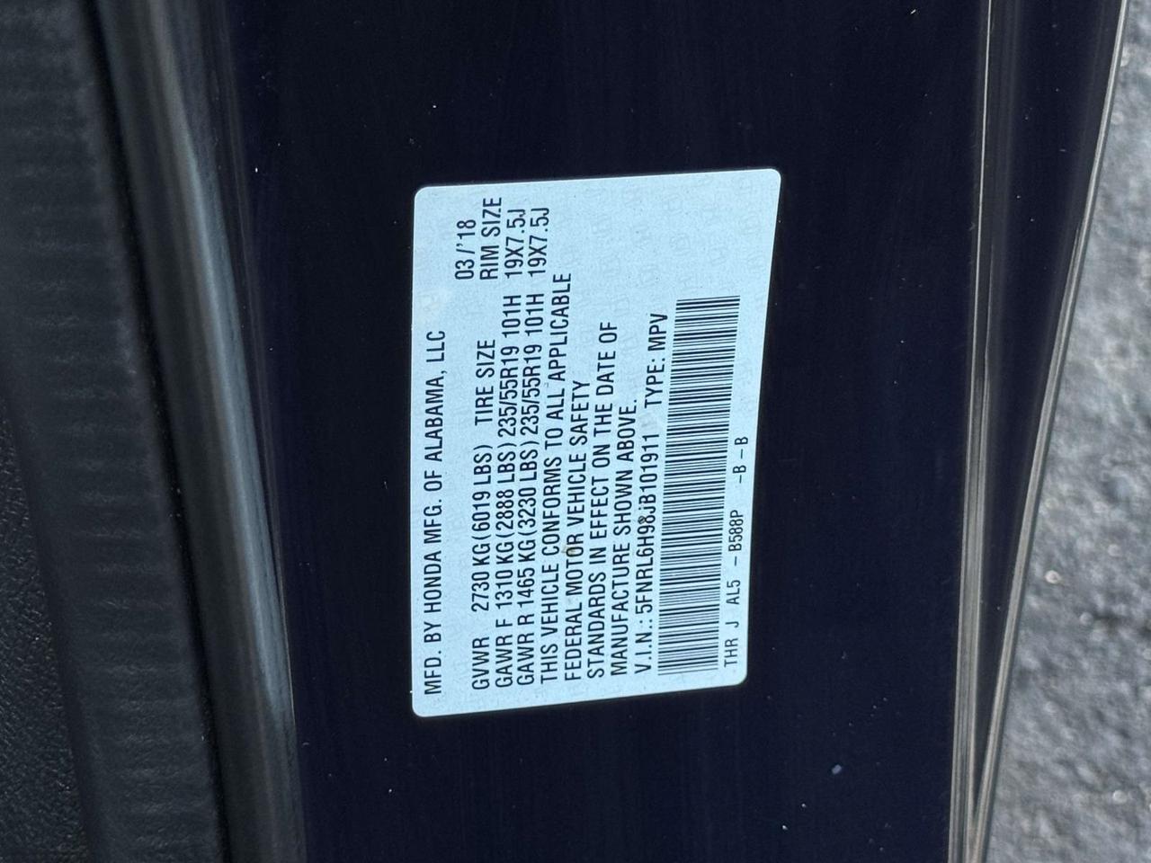 2018 Honda Odyssey Elite Alexandria VA