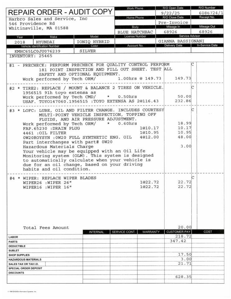 2018 Hyundai Ioniq Hybrid Blue - AMAZING GAS MILEAGE Webster MA