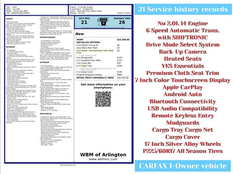 2018 Hyundai Tucson 2.0L SEL AWD