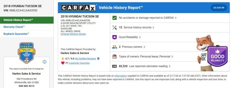2018 Hyundai Tucson SE - LOCAL TRADE - GOOD SERVICE HISTORY Whitinsville MA
