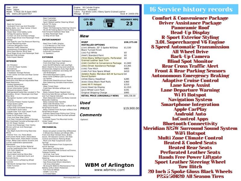 2018 Jaguar F-PACE 35t R-Sport AWD Arlington VA