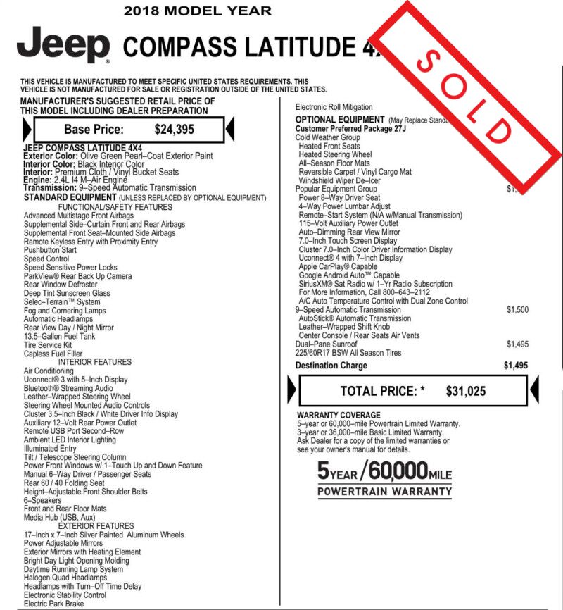 2018 Jeep Compass Latitude 4x4 Boston MA