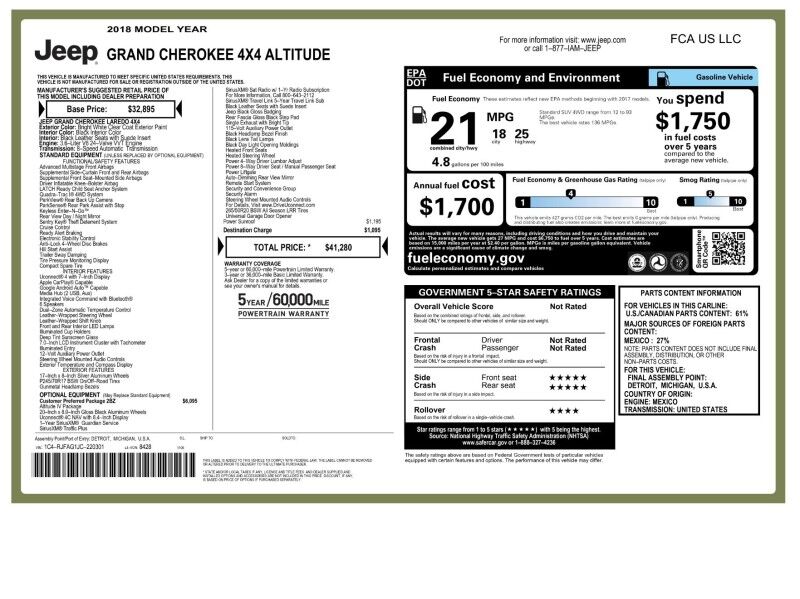 2018 Jeep Grand Cherokee Altitude 4WD Arlington VA